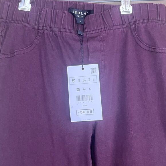 Beulah Moto Leggings Zippered Ankle Wine NWT - Picture 3 of 8